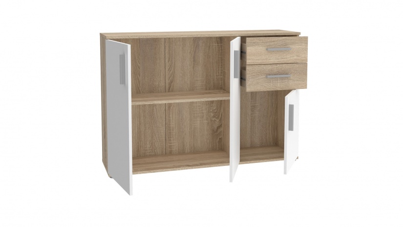 Скрин Иколи дъб сонома с бяло - изглед 3 - МебелМаг Скрин Иколи дъб сонома с бяло - изглед 3