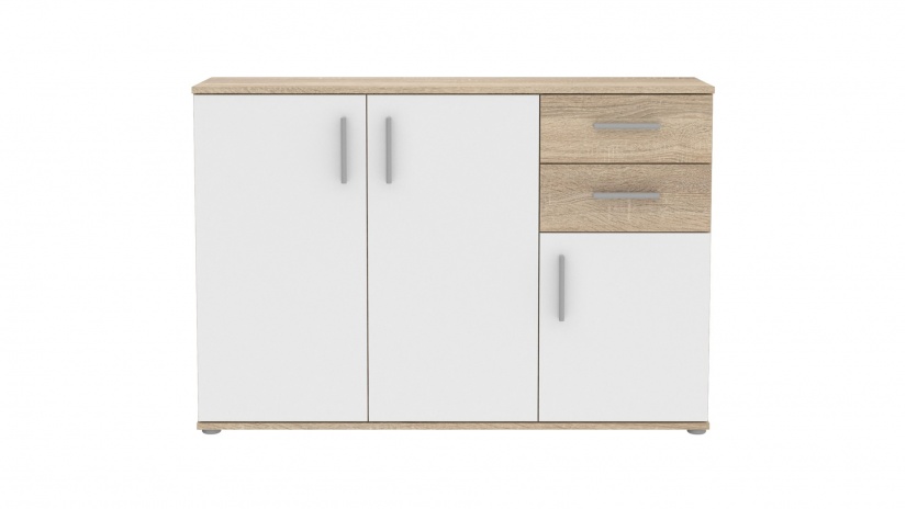 Скрин Иколи дъб сонома с бяло - изглед 4 - МебелМаг Скрин Иколи дъб сонома с бяло - изглед 4