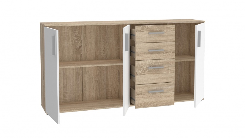 Скрин Иколи дъб сонома с бяло - изглед 3 - МебелМаг Скрин Иколи дъб сонома с бяло - изглед 3