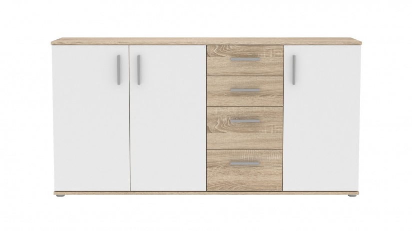 Скрин Иколи дъб сонома с бяло - изглед 4 - МебелМаг Скрин Иколи дъб сонома с бяло - изглед 4