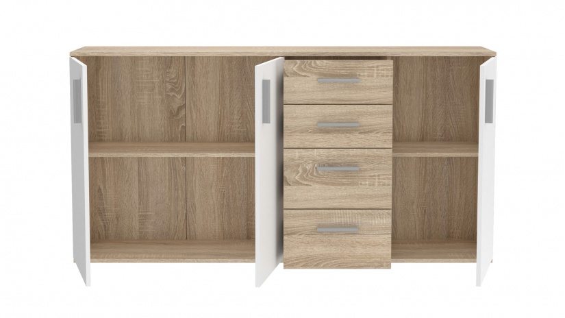 Скрин Иколи дъб сонома с бяло - изглед 5 - МебелМаг Скрин Иколи дъб сонома с бяло - изглед 5