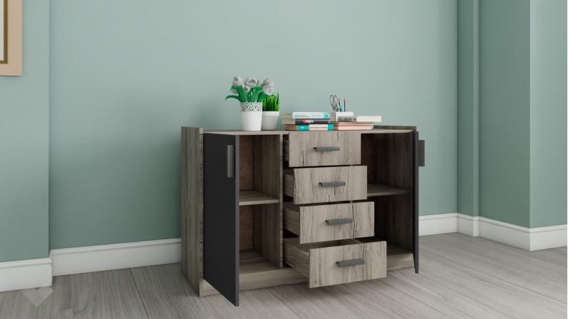 Скрин Спирит малта с антрацит - изглед 2 - МебелМаг Скрин Спирит малта с антрацит - изглед 2