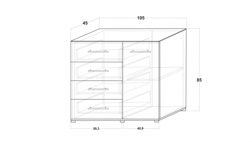 Скрин Ламела дъб канела с дъб ламела и черно шагре - изглед 3 - МебелМаг Скрин Ламела дъб канела с дъб ламела и черно шагре - изглед 3