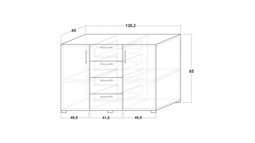 Скрин Ламела дъб канела с дъб ламела и черно шагре - изглед 3 - МебелМаг Скрин Ламела дъб канела с дъб ламела и черно шагре - изглед 3