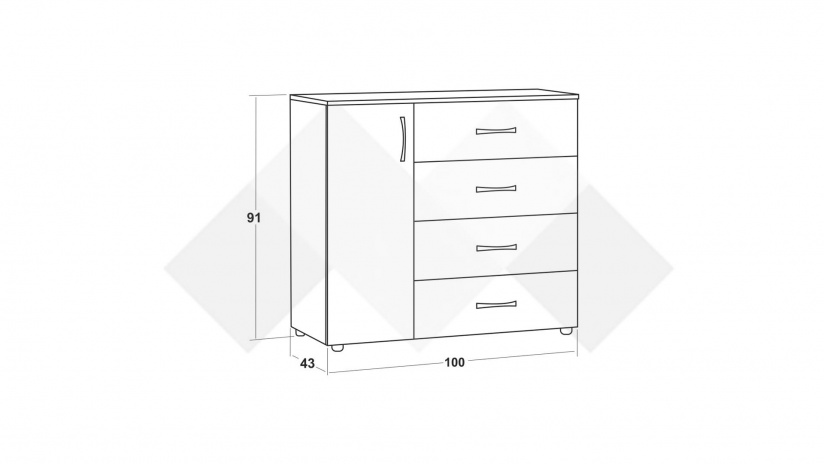 Скрин Галати дъб вотан светъл с антрацит - изглед 2 - МебелМаг Скрин Галати дъб вотан светъл с антрацит - изглед 2