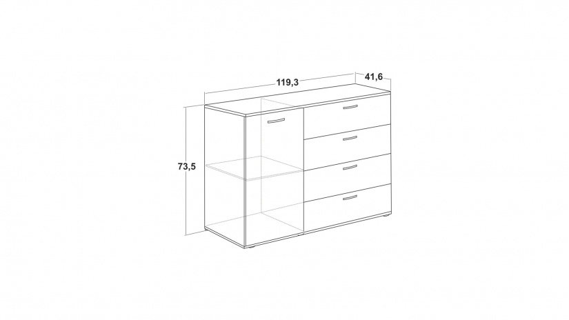 Скрин Жизел антрацит с дъб сонома - изглед 3 - МебелМаг Скрин Жизел антрацит с дъб сонома - изглед 3