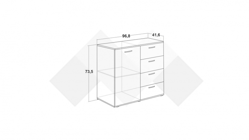 Скрин Жизел антрацит с дъб сонома - изглед 3 - МебелМаг Скрин Жизел антрацит с дъб сонома - изглед 3