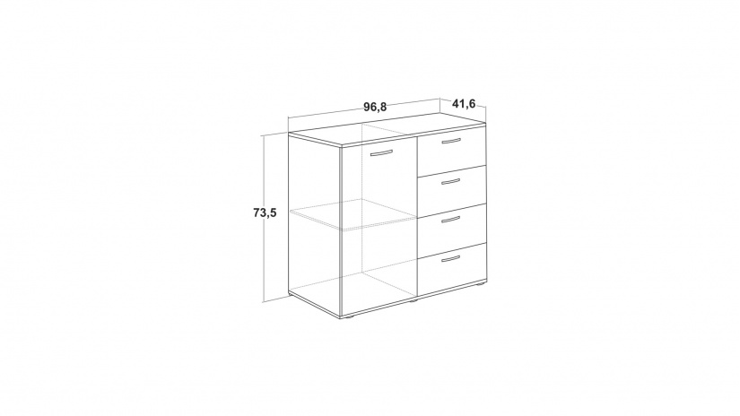 Скрин Жизел бяло гладко с дъб сонома - изглед 3