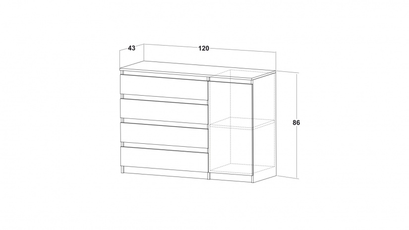 Скрин Борей браун силвърджак - изглед 2 - МебелМаг Скрин Борей браун силвърджак - изглед 2