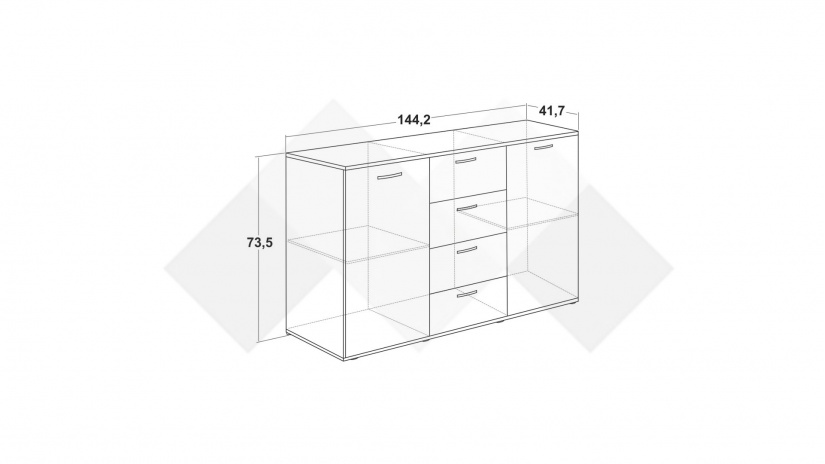 Скрин Жизел антрацит с дъб сонома - изглед 3 - МебелМаг Скрин Жизел антрацит с дъб сонома - изглед 3