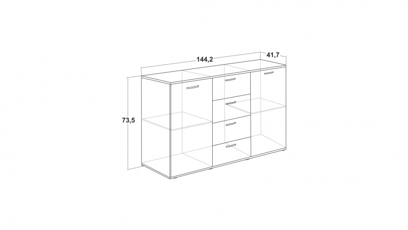 Скрин Жизел бяло гладко с дъб сонома - изглед 3 - МебелМаг Скрин Жизел бяло гладко с дъб сонома - изглед 3