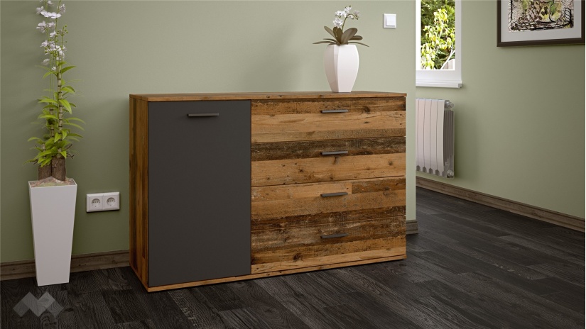 Скрин Лориен олд стайл с графит - изглед 1 - МебелМаг Скрин Лориен олд стайл с графит - изглед 1