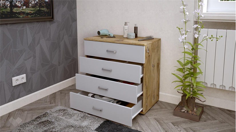 Скрин Селтик келтски дъб със светло сиво - изглед 2 - МебелМаг Скрин Селтик келтски дъб със светло сиво - изглед 2