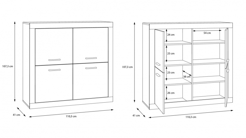 Скрин Требия сиво с бял гланц - изглед 6 - МебелМаг Скрин Требия сиво с бял гланц - изглед 6