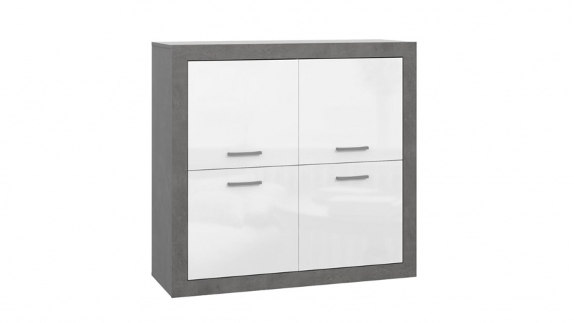 Скрин Требия сиво с бял гланц - изглед 2 - МебелМаг Скрин Требия сиво с бял гланц - изглед 2