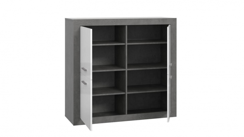 Скрин Требия сиво с бял гланц - изглед 3 - МебелМаг Скрин Требия сиво с бял гланц - изглед 3