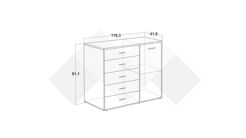 Скрин Жизел антрацит с дъб сонома - изглед 3 - МебелМаг Скрин Жизел антрацит с дъб сонома - изглед 3