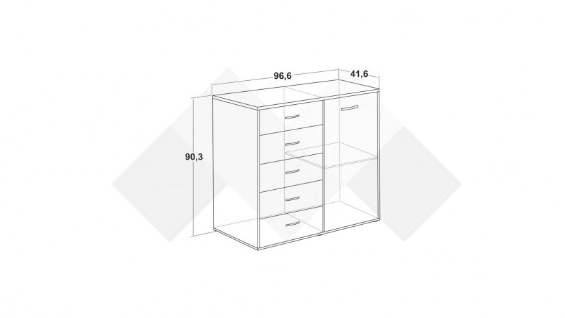 Скрин Жизел антрацит с дъб сонома - изглед 3 - МебелМаг Скрин Жизел антрацит с дъб сонома - изглед 3