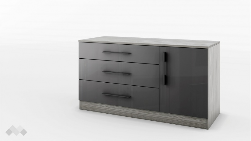 Скрин Маями кварц с антрацит гланц - изглед 1 - МебелМаг Скрин Маями кварц с антрацит гланц - изглед 1