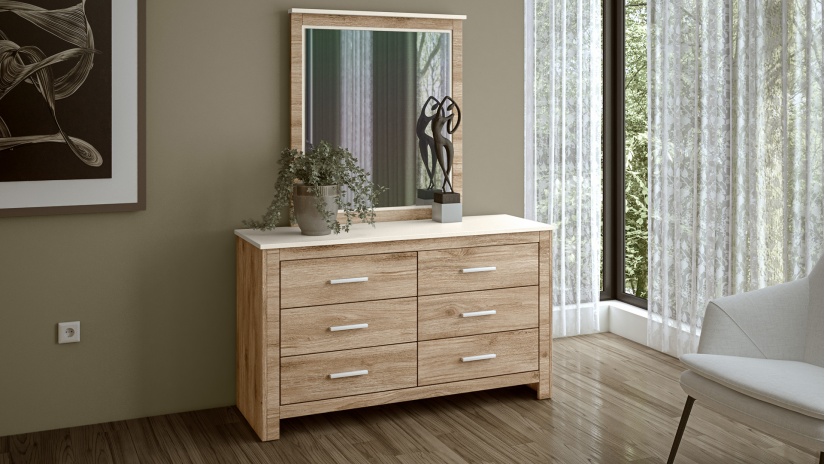 Скрин Силва дъб кадис с бяло гладко - изглед 1 - МебелМаг Скрин Силва дъб кадис с бяло гладко - изглед 1