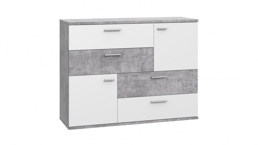 Скрин Скайв светъл бетон с бяло - изглед 3 - МебелМаг Скрин Скайв светъл бетон с бяло - изглед 3