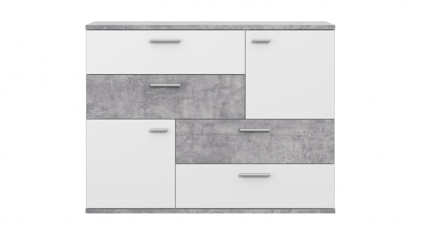 Скрин Скайв светъл бетон с бяло - изглед 2 - МебелМаг Скрин Скайв светъл бетон с бяло - изглед 2