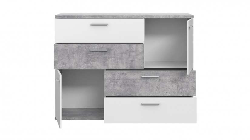 Скрин Скайв светъл бетон с бяло - изглед 4 - МебелМаг Скрин Скайв светъл бетон с бяло - изглед 4