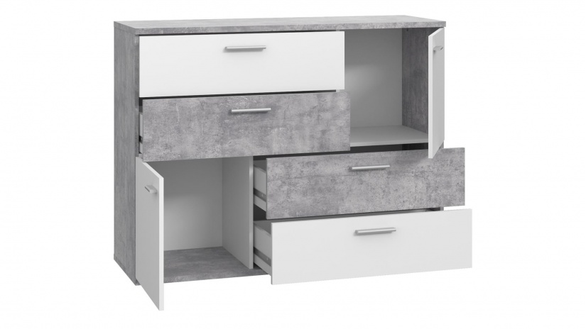 Скрин Скайв светъл бетон с бяло - изглед 5 - МебелМаг Скрин Скайв светъл бетон с бяло - изглед 5
