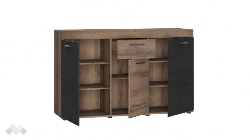 Скрин Валентин тъмен дъб с черен дъб - изглед 2 - МебелМаг Скрин Валентин тъмен дъб с черен дъб - изглед 2