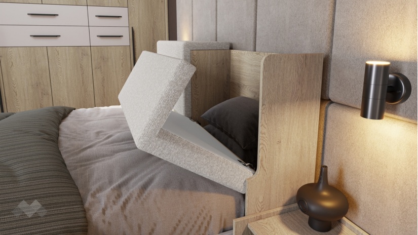 Спален комплект със скрин дъб кота кремона с кашмир - изглед 6 - МебелМаг Спален комплект със скрин дъб кота кремона с кашмир - изглед 6