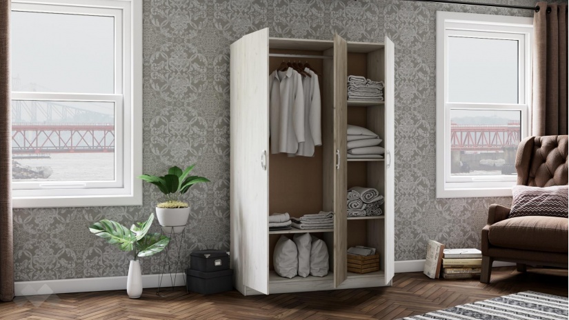 Спален комплект Адам А3 дъб крафт бял - изглед 5 - МебелМаг Спален комплект Адам А3 дъб крафт бял - изглед 5