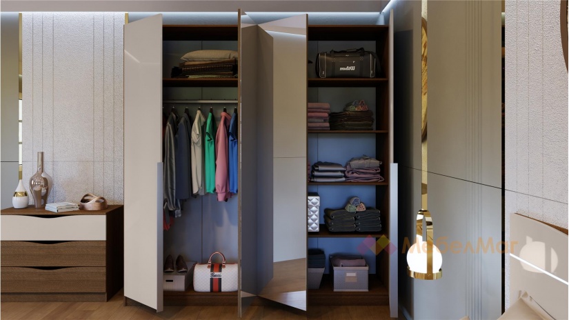 Спален комплект Андора с включен матрак Бонел 160/200 песаро с кашмир гланц - изглед 8