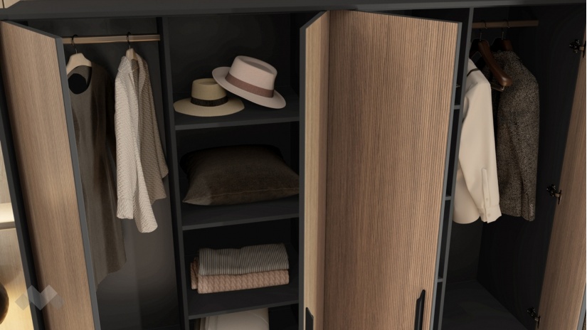 Спален комплект Ейприл с включен матрак Бонел 160/200 орех линеа с графит - изглед 7 - МебелМаг Спален комплект Ейприл с включен матрак Бонел 160/200 орех линеа с графит - изглед 7