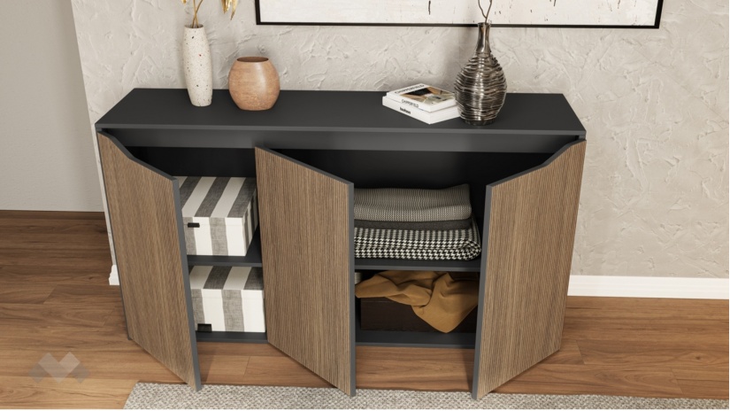 Спален комплект Ейприл с включен матрак Бонел 160/200 орех линеа с графит - изглед 9 - МебелМаг Спален комплект Ейприл с включен матрак Бонел 160/200 орех линеа с графит - изглед 9