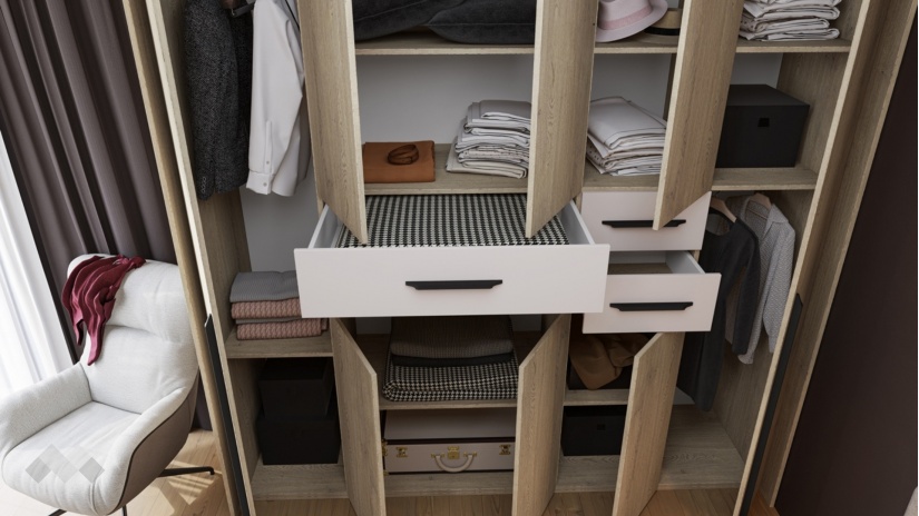 Спален комплект Емили с включен матрак Бонел 160/200 дъб кота кремона с кашмир - изглед 6