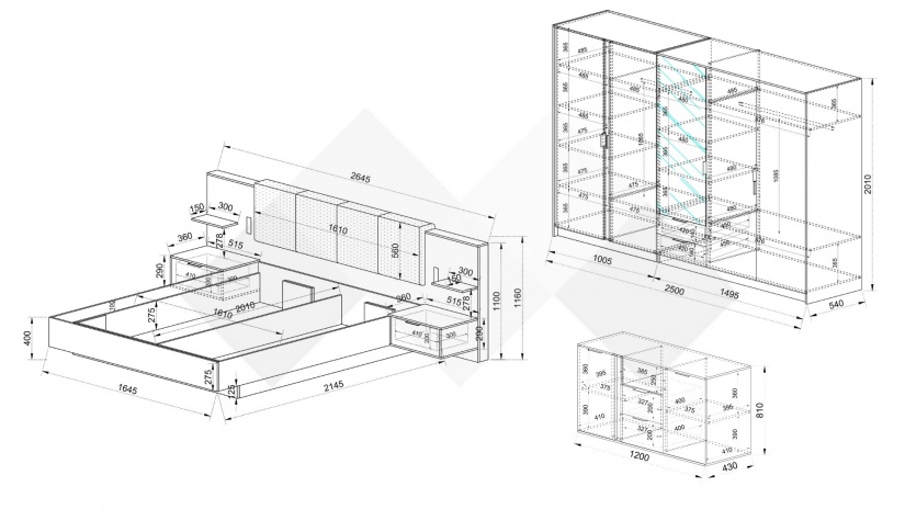 Спален комплект Кашмир К2 кашмир - изглед 4 - МебелМаг Спален комплект Кашмир К2 кашмир - изглед 4
