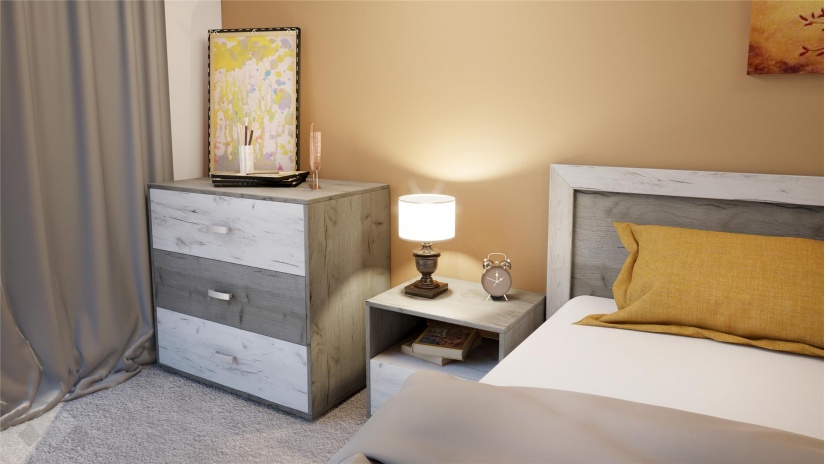 Спален комплект Летисия с включен матрак Бонел 160/200 дъб крафт сив с дъб крафт бял - изглед 3 - МебелМаг Спален комплект Летисия с включен матрак Бонел 160/200 дъб крафт сив с дъб крафт бял - изглед 3