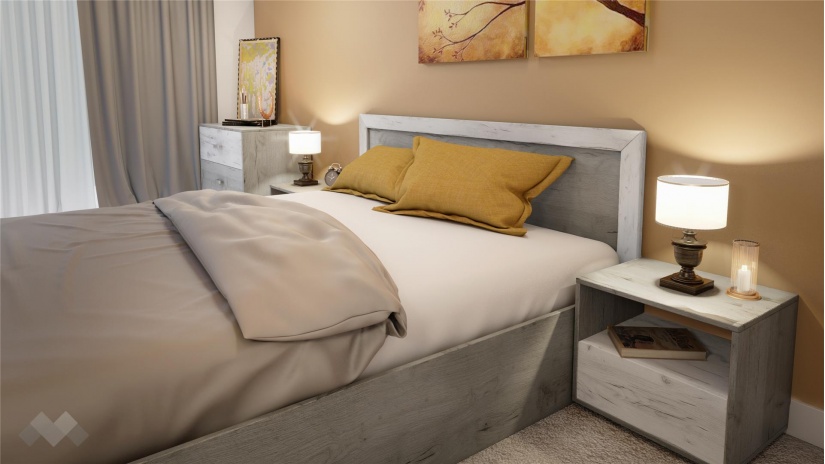 Спален комплект Летисия с включен матрак Бонел 160/200 дъб крафт сив с дъб крафт бял - изглед 2 - МебелМаг Спален комплект Летисия с включен матрак Бонел 160/200 дъб крафт сив с дъб крафт бял - изглед 2