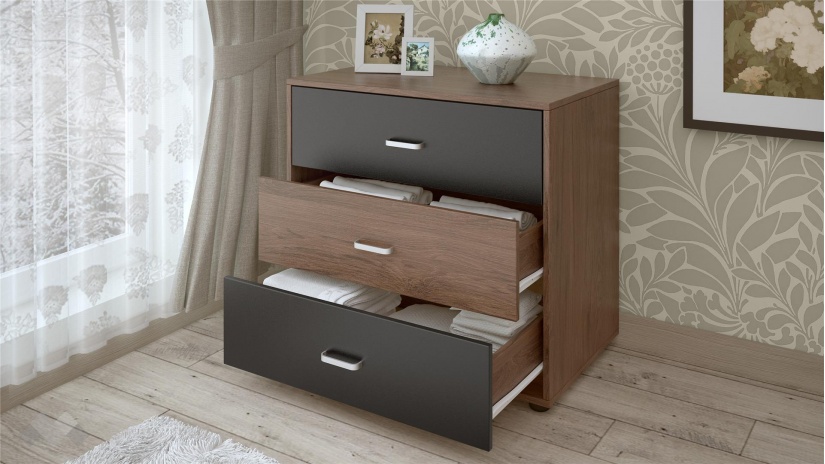 Спален комплект Летисия L с включен матрак Бонел 160/200 тъмен кедър с черно шагре - изглед 5 - МебелМаг Спален комплект Летисия L с включен матрак Бонел 160/200 тъмен кедър с черно шагре - изглед 5