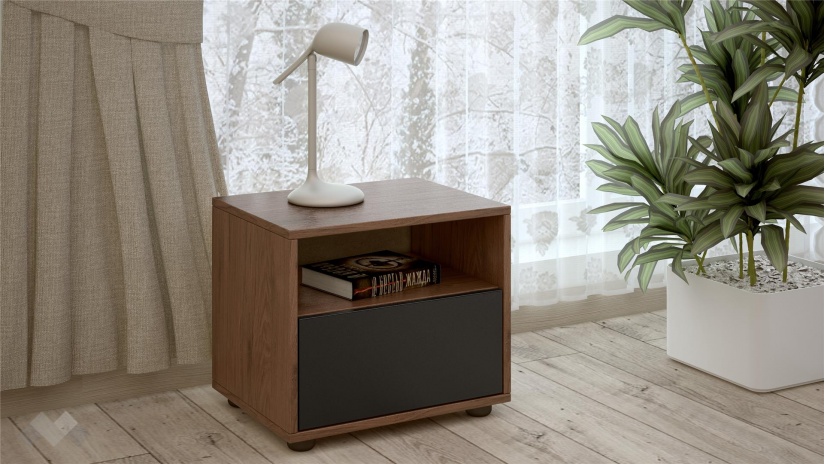 Спален комплект Летисия L с включен матрак Бонел 160/200 тъмен кедър с черно шагре - изглед 3 - МебелМаг Спален комплект Летисия L с включен матрак Бонел 160/200 тъмен кедър с черно шагре - изглед 3