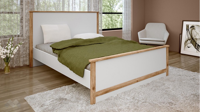 Спален комплект Линда бяло гладко с дъб кадис - изглед 3 - МебелМаг Спален комплект Линда бяло гладко с дъб кадис - изглед 3