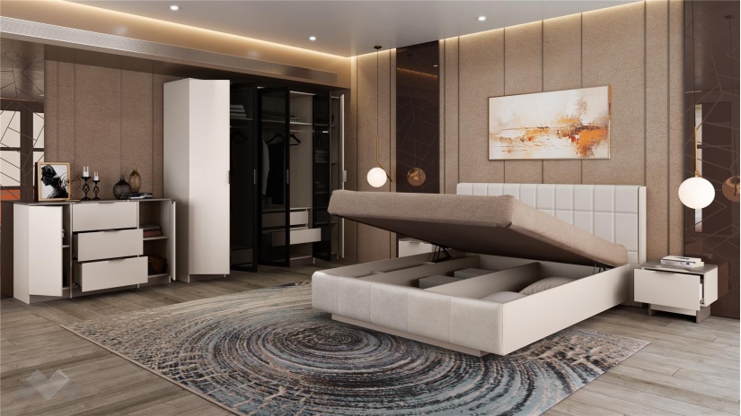 Спален комплект Лусо с включен матрак Бонел 160/200 кашмир с лате - изглед 12 - МебелМаг Спален комплект Лусо с включен матрак Бонел 160/200 кашмир с лате - изглед 12