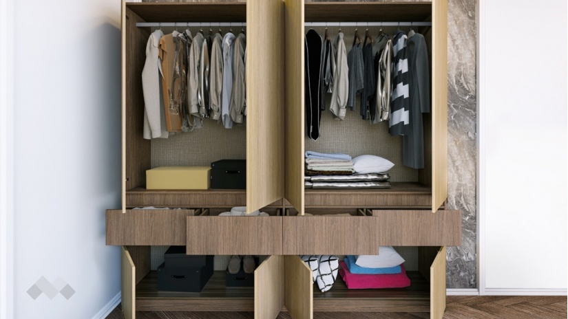 Спален комплект Мирела дъб линеа с орех линеа - изглед 9 - МебелМаг Спален комплект Мирела дъб линеа с орех линеа - изглед 9