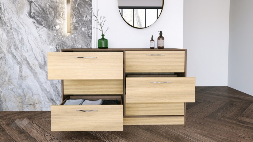 Спален комплект Мирела дъб линеа с орех линеа - изглед 11 - МебелМаг Спален комплект Мирела дъб линеа с орех линеа - изглед 11