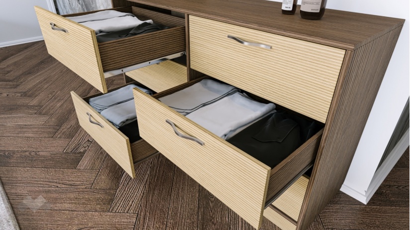 Спален комплект Мирела дъб линеа с орех линеа - изглед 12 - МебелМаг Спален комплект Мирела дъб линеа с орех линеа - изглед 12