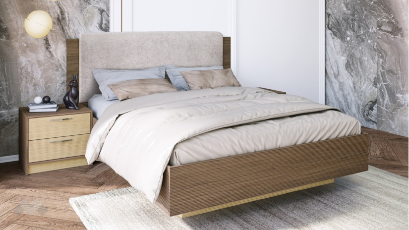 Спален комплект Мирела дъб линеа с орех линеа - изглед 4 - МебелМаг Спален комплект Мирела дъб линеа с орех линеа - изглед 4