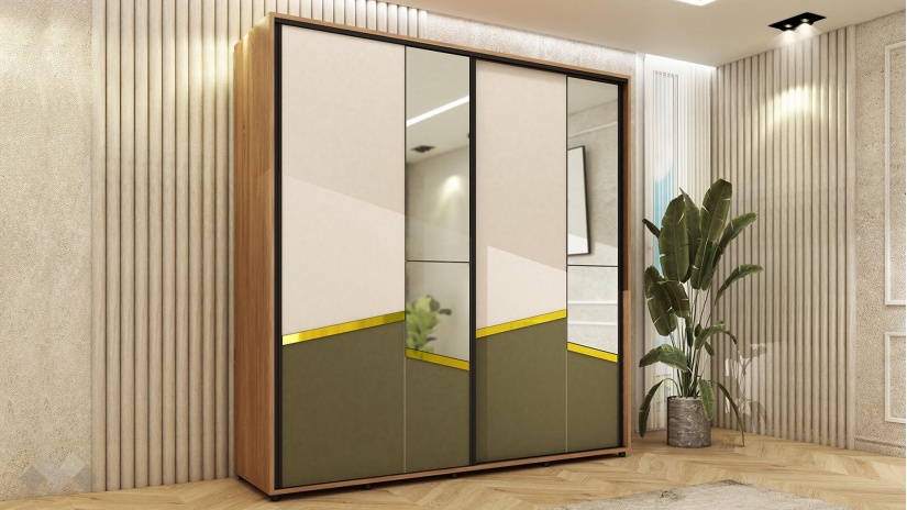 Спален комплект Мобили денвър с кашмир и маслина - изглед 4 - МебелМаг Спален комплект Мобили денвър с кашмир и маслина - изглед 4