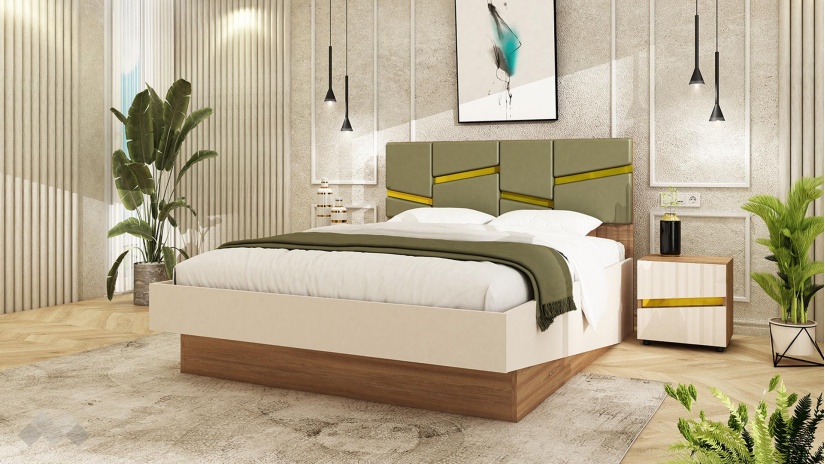 Спален комплект със скрин денвър с кашмир и маслина - изглед 3 - МебелМаг Спален комплект със скрин денвър с кашмир и маслина - изглед 3