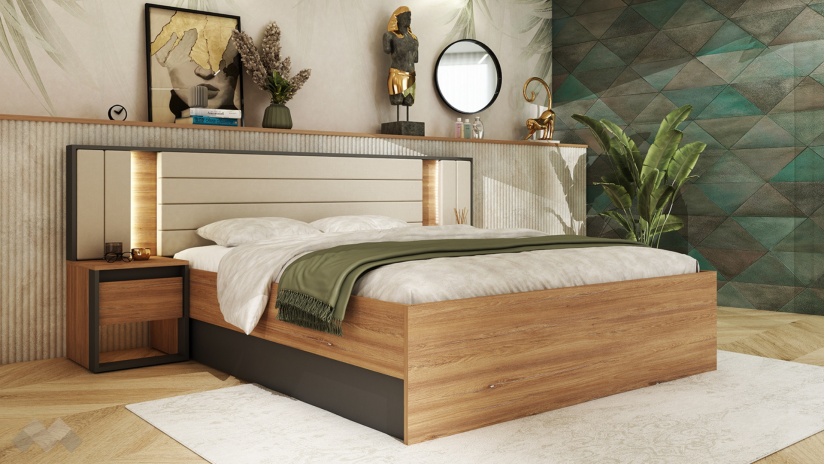 Спален комплект с тоалетка графит с денвър - изглед 3 - МебелМаг Спален комплект с тоалетка графит с денвър - изглед 3