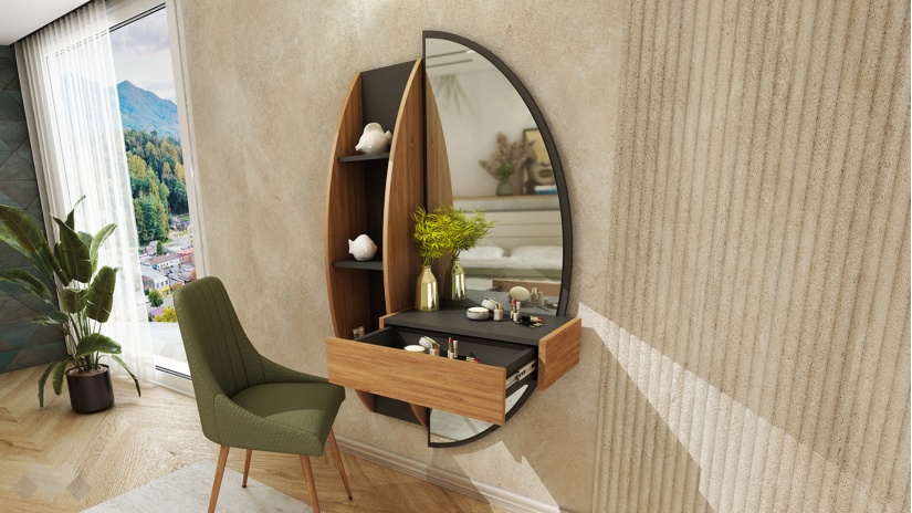 Спален комплект с тоалетка графит с денвър - изглед 4 - МебелМаг Спален комплект с тоалетка графит с денвър - изглед 4